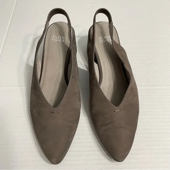 Eileen Fisher Devi Nubuck Slingback Wedge Sandals - Picture 2 of 11